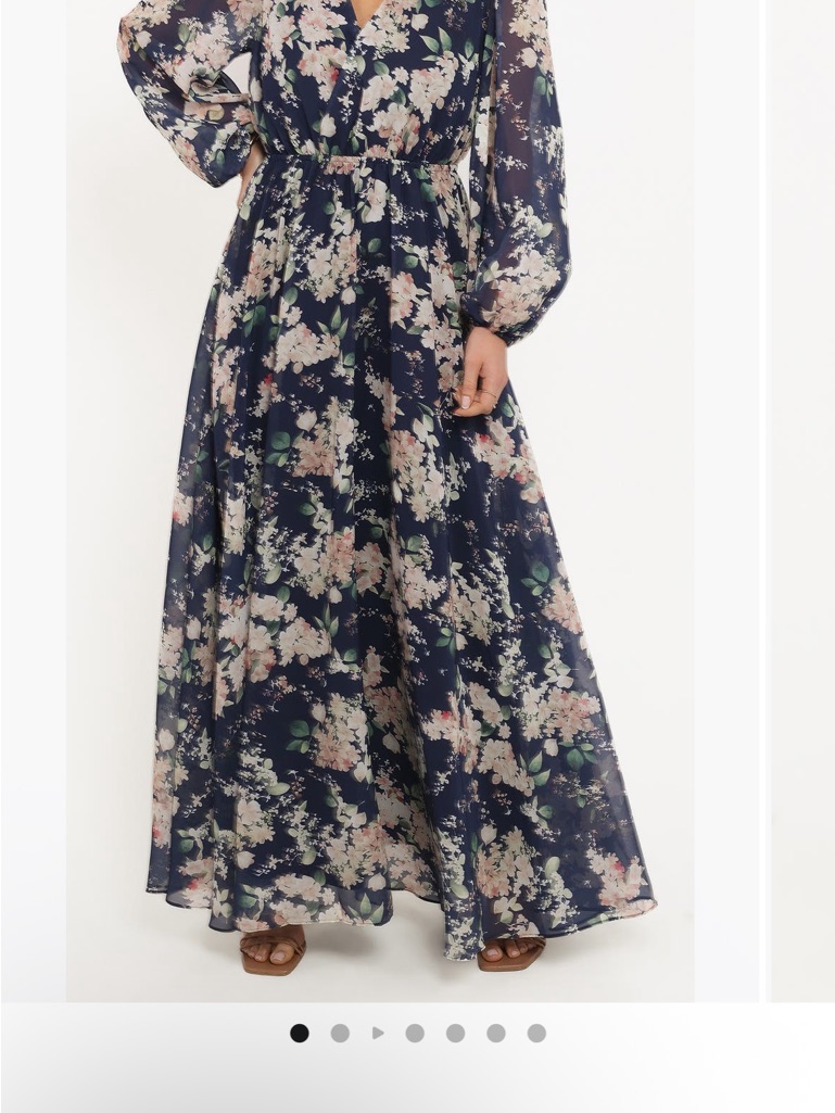 Petal & Pup Navy Floral Maxi Dress With Cream & Pink Blossoms